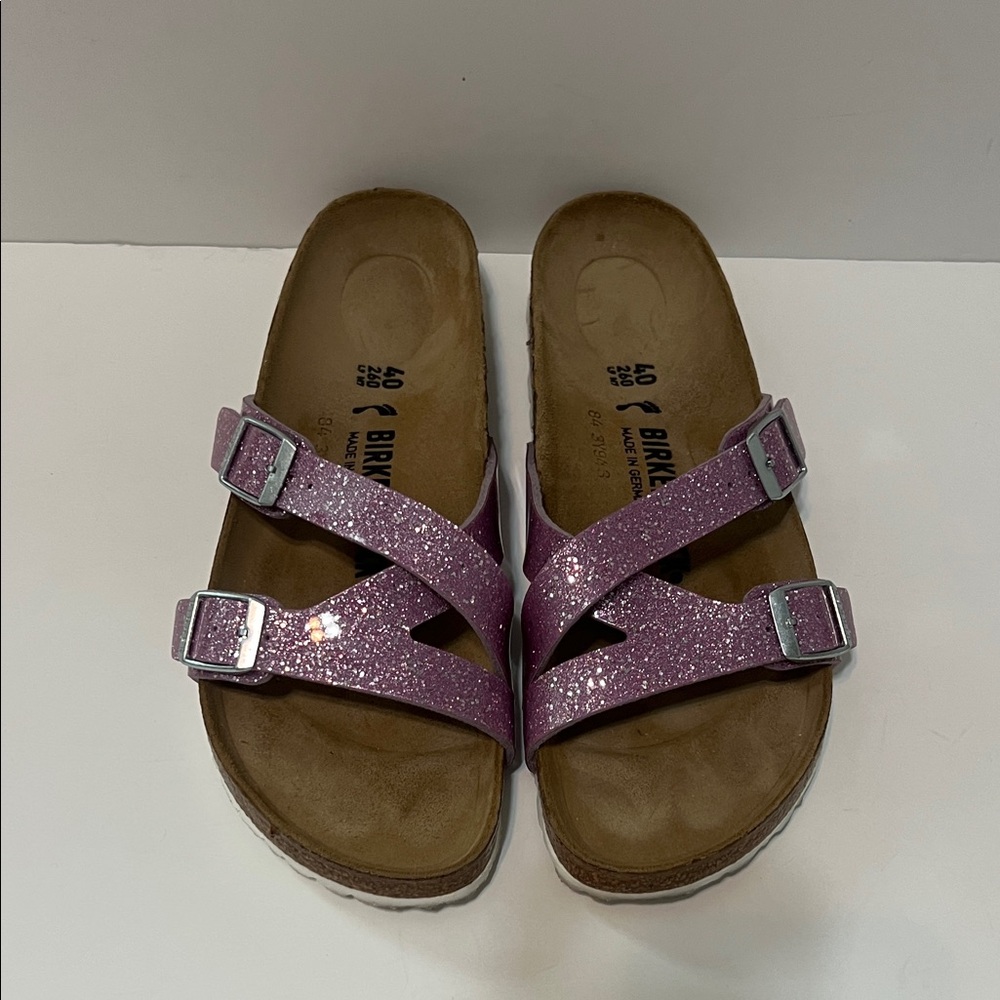 Birkenstock Yao Suede Leather Washed Metallic Purple - Women's size 40 (9-9.5)
